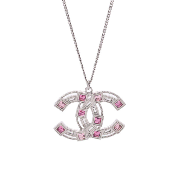 Chanel Chanel Coco Mark 17 year model pink / silver ladies rhinestone / metal necklace A rank used sinkjo
