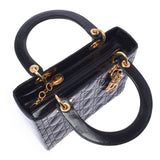 Christian Dior Cristiandiole Reddidiol 2WAY bag, black gold, Ladies enamel, handbag, B, used, silver,