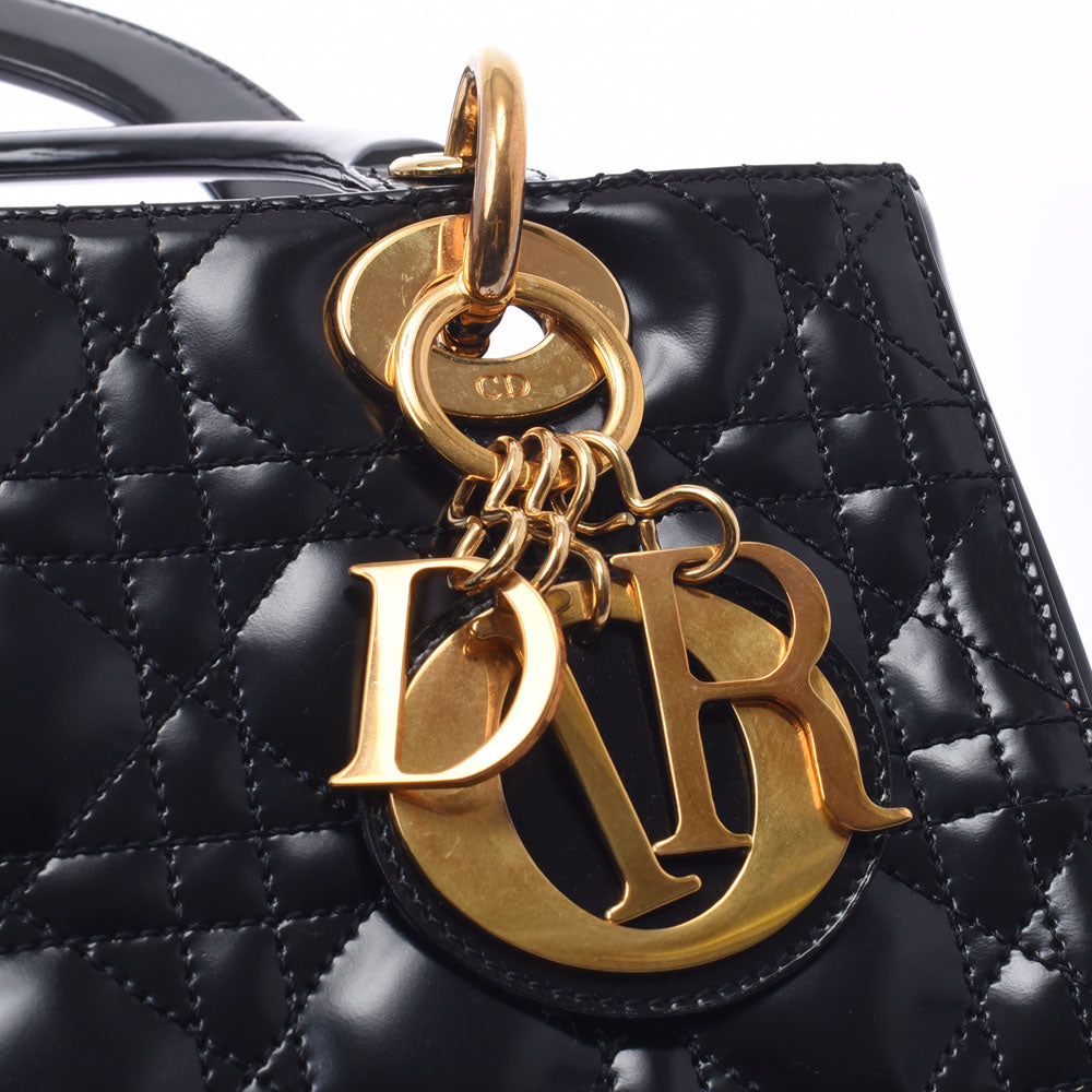 クリスチャンディオールレディディオール 2WAYバッグ 黒 ゴールド金具 レディース エナメル ハンドバッグ Christian Dior 中古 –  銀蔵オンライン