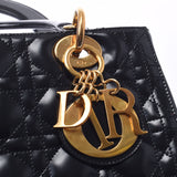 Christian Dior Cristiandiole Reddidiol 2WAY bag, black gold, Ladies enamel, handbag, B, used, silver,