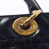 Christian Dior Cristiandiole Reddidiol 2WAY bag, black gold, Ladies enamel, handbag, B, used, silver,