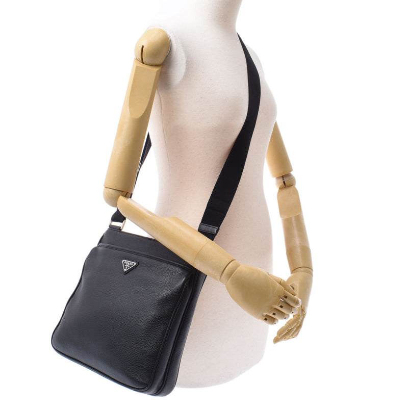 PRADA Prada Shoulder Bag Black Silver Fittings Ladies Leather Shoulder Bag AB Rank Used Silgrin