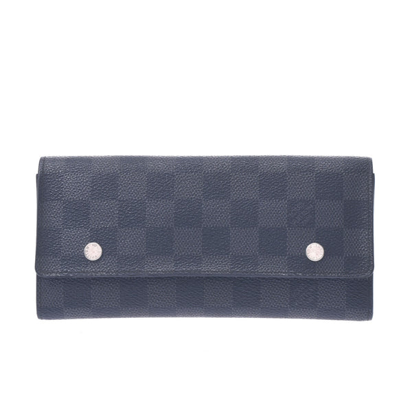 Louis Vuitton Louis Vuitton Damier Graphit Portfoille Long Modulum Black / Gray N63084 Men's Leather Long Wallet B Rank Used Silgrin
