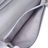Chanel Chanel Camelia Two folded zipper long wallet black silver bracket Ladies Lamskin Long wallet A-rank used Silgrin