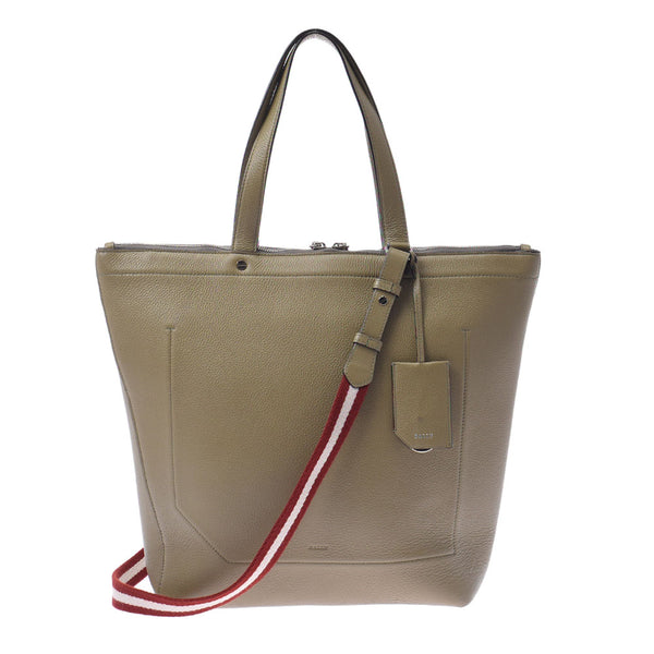 Bally Barry 2way Bag Olive Unisex Leather Press Tote Bag AB Rank Used Sinkjo