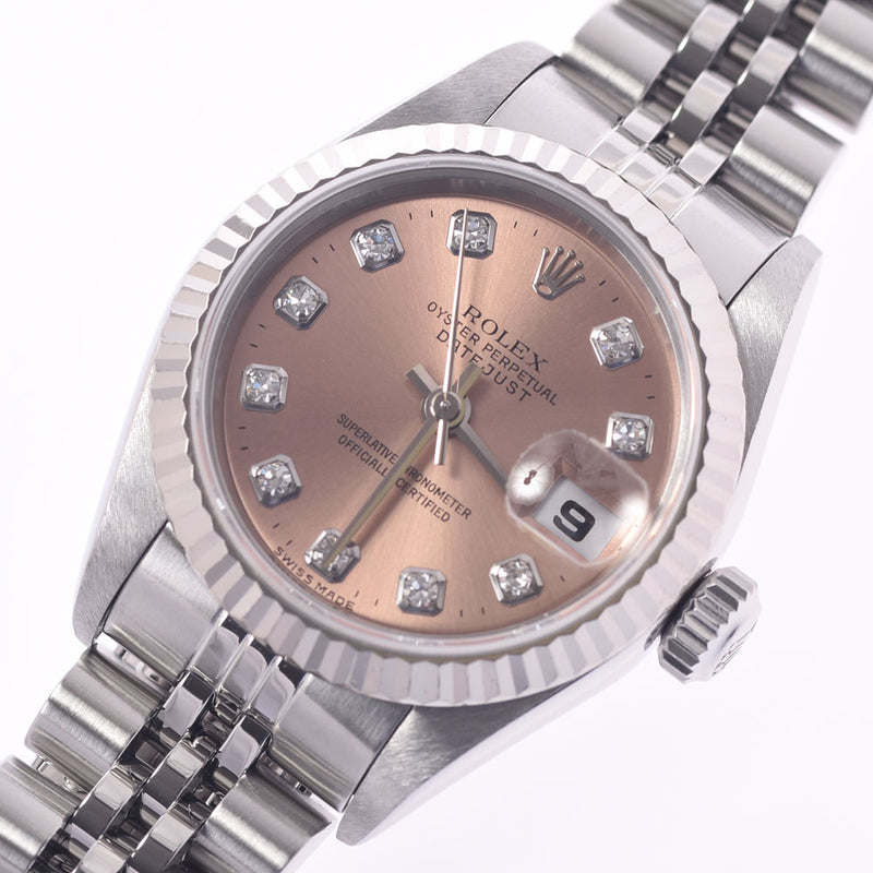 ROLEX Rolex Datejust 10P Diamond 69174G Women's WG/SS Watch Automatic Winding Pink Dial A Rank Used Ginzo