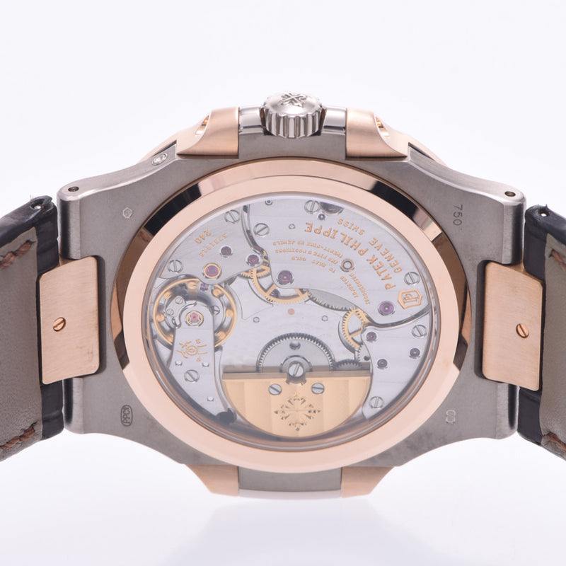 PATEK PHILIPPE パテックフィリップ ノーチラス プチコンプリケーション 裏スケ 5712GR-001 メンズ PG/WG/革 腕時計 自動巻き グレー文字盤 Aランク 中古 銀蔵