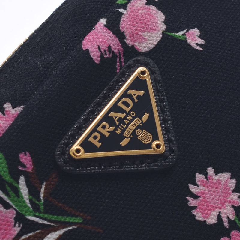 Prada Prada黑色/花卉印花金支架1na021女士帆布袋A级二手水池