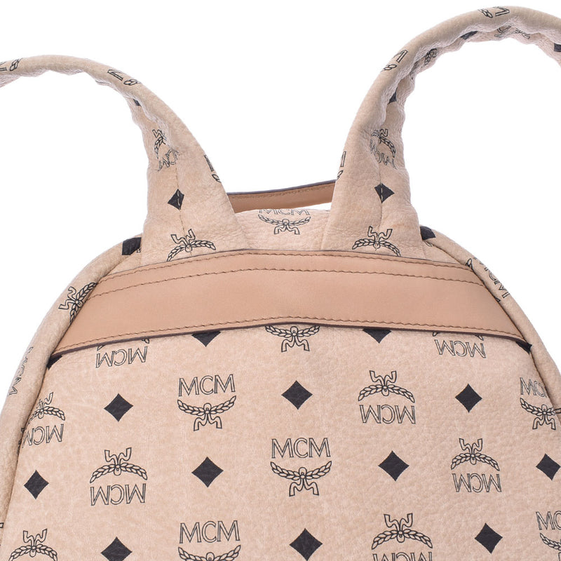 MCM MCM Moem Backpack Studs Beige Unisex PVC Rucks Day Pack AB Rank Used Silgrin