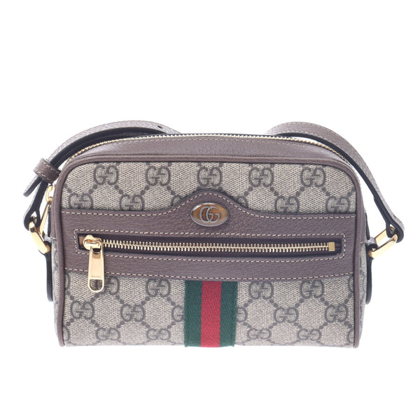 GUCCI Gucci Off-Dia Mini Shoulder Bag Beige/Ebony 517350 Ladies GG Supreme Canvas Leather Shoulder Bag Unused Ginzo