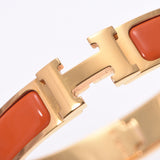 HERMES Hermes Click Ash Bangle Orange Gold Clasp Unisex Bracelet AB Rank Used Ginzo