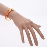 HERMES Hermes Click Ash Bangle Orange Gold Clasp Unisex Bracelet AB Rank Used Ginzo