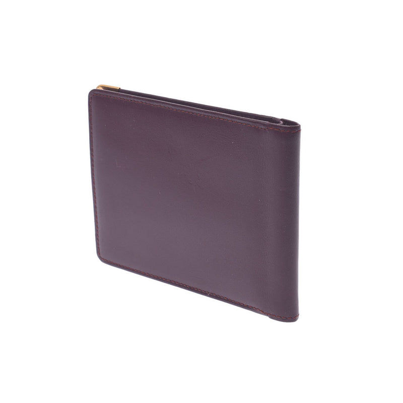 Cartier Cartier Mast Maintenance Two-folded wallpaper Bordeaux Unisex Leather Wallet AB Rank Used Silgrin