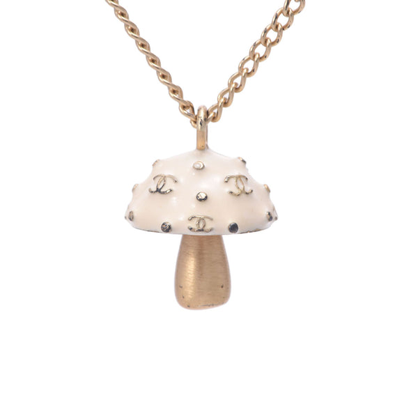 Chanel Chanel Kinokomo Motif Coco Mark 2003 Model White / Gold Women's GP Necklace AB Rank Used Silgrin