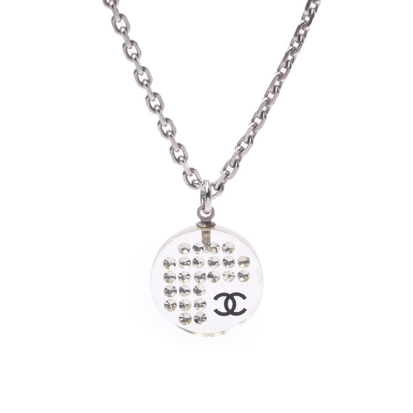 CHANEL Chanel Coco Mark 05 Model Clear Ladies Plastic /Rhinestone Necklace AB Rank Used Ginzo