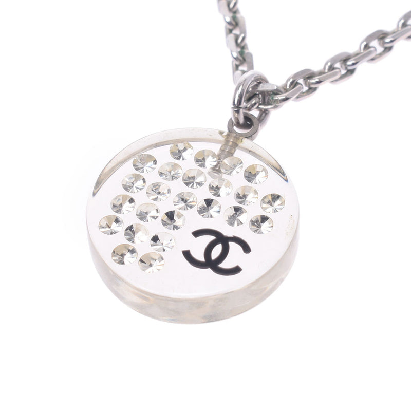 CHANEL Chanel Coco Mark 05 Model Clear Ladies Plastic /Rhinestone Necklace AB Rank Used Ginzo