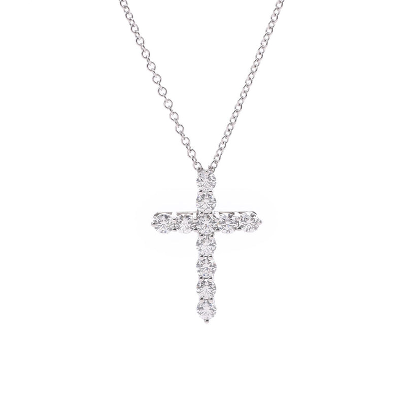 TIFFANY&Co. ティファニー スモールクロス ユニセックス PT950/ダイヤ ネックレス Aランク 中古 銀蔵