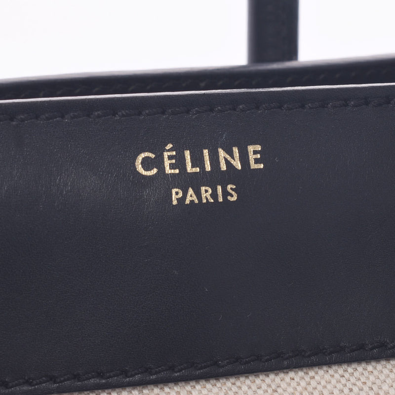 CELINE セリーヌ ラゲージ ミニショッパー ブラック ベージュ レディース キャンバス レザー ハンドバッグ Bランク 中古 銀蔵