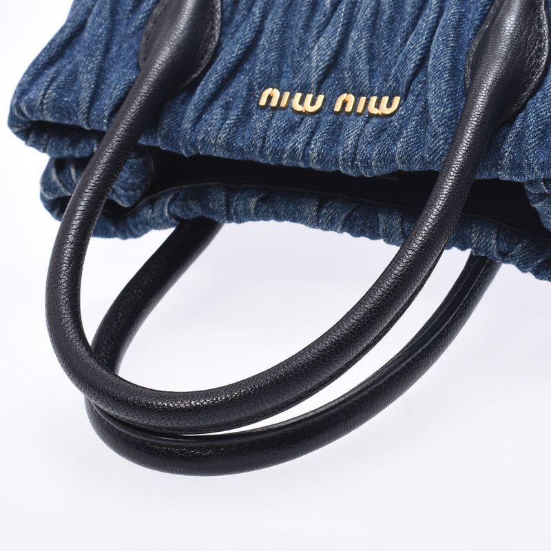 MIUMIU Miu Miu Materase 2WAY Blue / Black 5BG069 Ladies Denim Handbag B Rank Used Silgrin