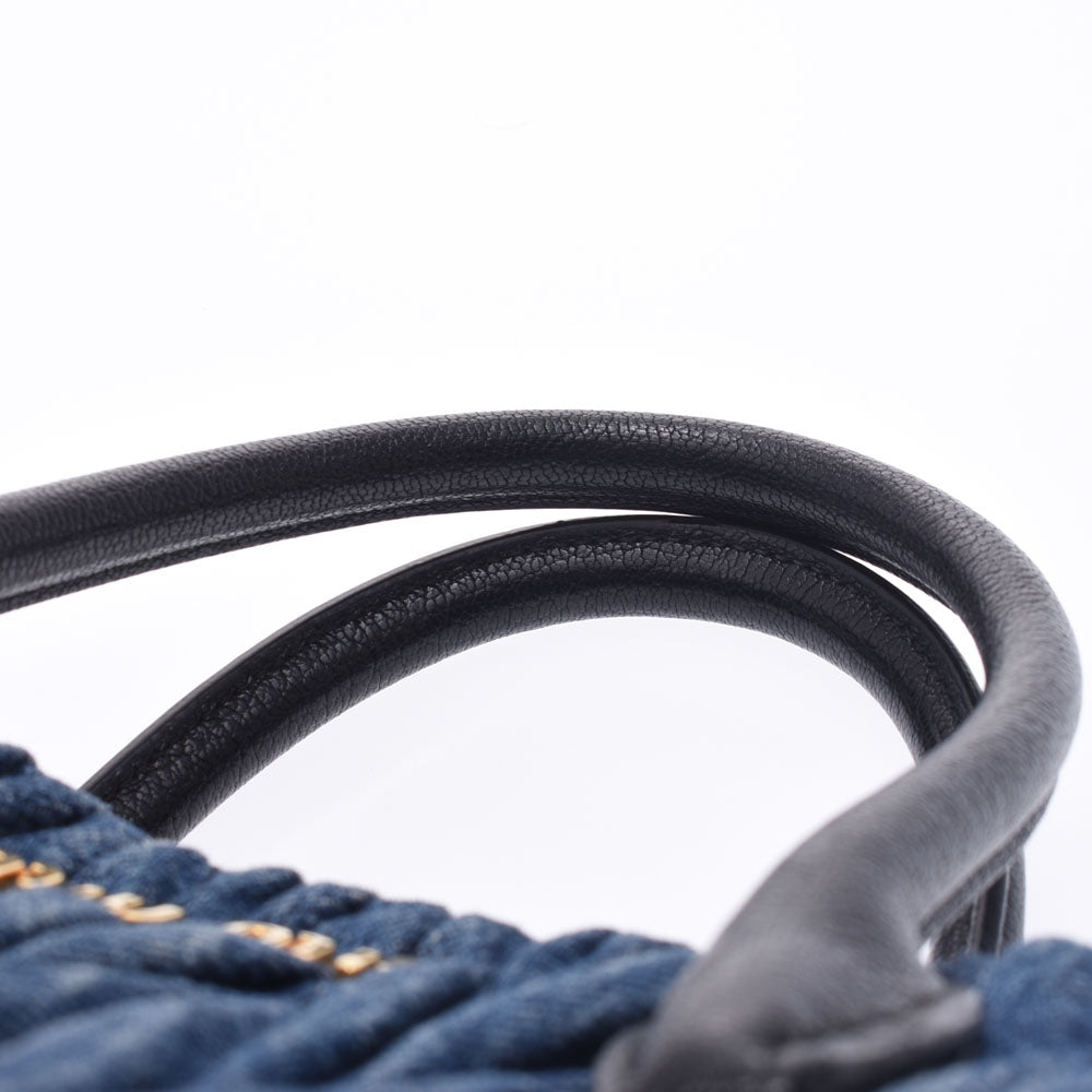 ミュウミュウマテラッセ 2WAY 青/黒 レディース ハンドバッグ 5BG069