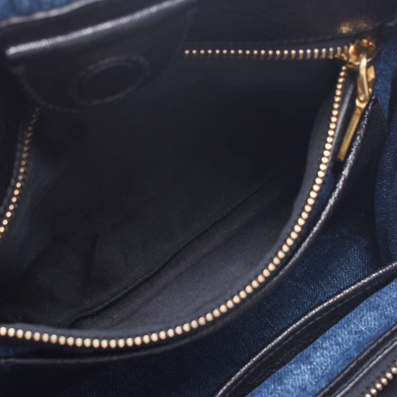 MIUMIU Miu Miu Materase 2WAY Blue / Black 5BG069 Ladies Denim Handbag B Rank Used Silgrin