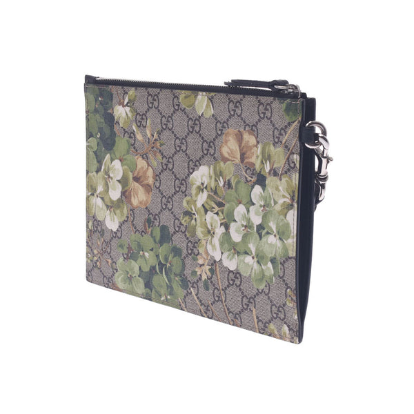 GUCCI Gucci GG Blooms Gray Green 411691 Women's PVC / Leather Clutch Bag A-Rank Used Silgrin