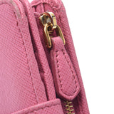 MIUMIU Miu Miu Compact Zip Pink Gold Bracket 1ML225 Women's Safiano Two-folded wallet B rank used Silgrin