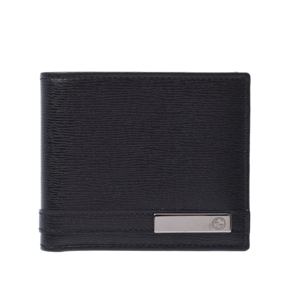GUCCI Gucci Black 255852 Unisex Leather Two Folded Wallet New Sanko