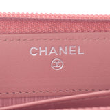 CHANEL Chanel Coco Mark Pink Beige Ladies Leather Long Wallet A-Rank Used Silgrin