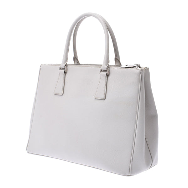 PRADA Prada 2way Bag White Silver Bracket 1BA274 Women's Safiano Handbag B Rank Used Sinkjo