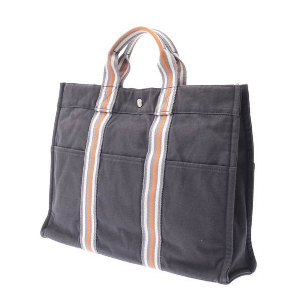 HERMES エルメス フールトゥ MM 銀座限定 グレー ユニセックス キャンバス トートバッグ Bランク 中古 銀蔵