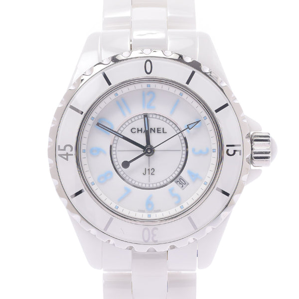 CHANEL Chanel J12 33mm Blue Light / Limited 2000 H3826 Women White Ceramic / SS Watch Quartz White Figure A Rank Used Silgrin