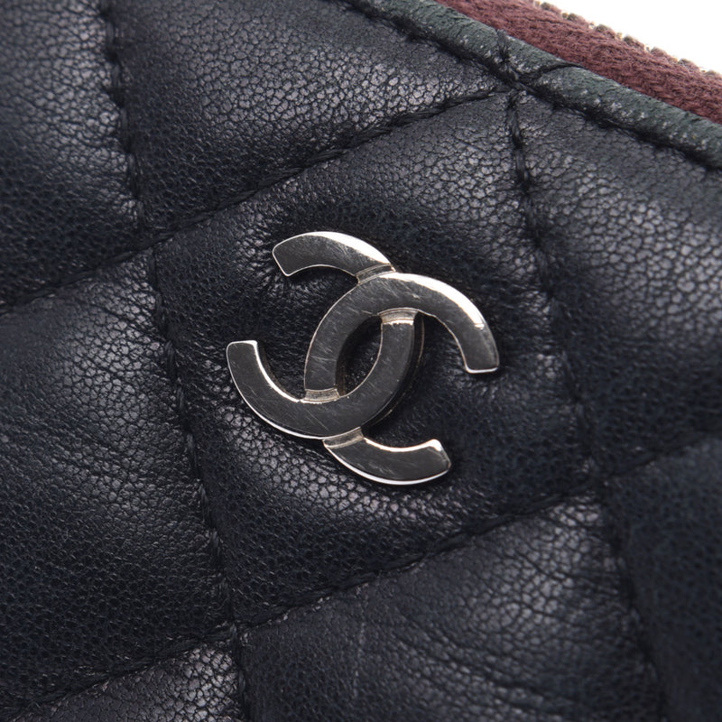 Chanel Chanel矩阵迷你袋硬币盒黑银拟合男女皆宜的ramskin Poach B等级使用Silgrin