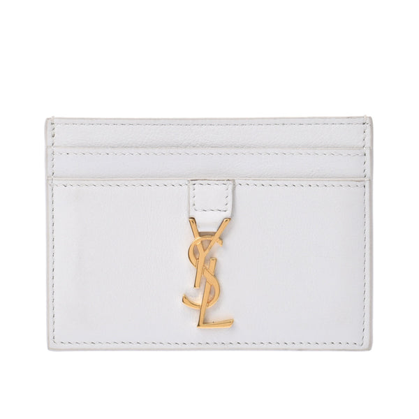 Saint Laurent Sun Laurent White Gold Bracket Ladies Curf Card Case B Rank Used Silgrin