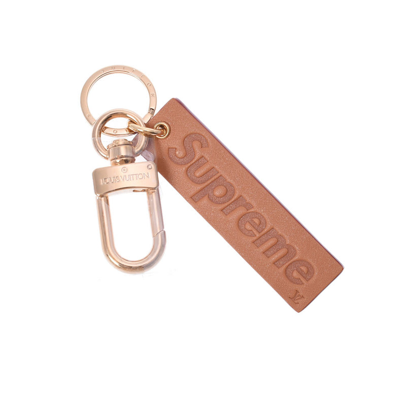 Louis Vuitton Supreme Logo Brown Leather Key Ring / Keychain Louis Vuitton