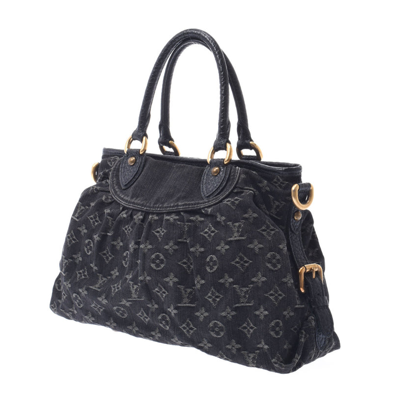 Louis Vuitton Louis Vuitton Monogram Denim Neokaby MM 2way Bag Black M95351 UniSex Monogram Denim Handbags AB排名使用Silgrin