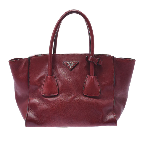 PRADA Prada 2way bag Dark Red Silver Bracket B2625M Ladies Curf Handbag B Rank Used Silgrin