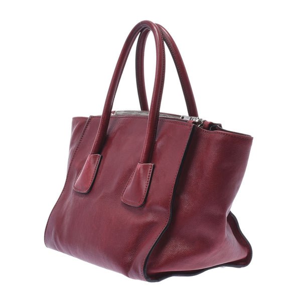 Prada Prada 2way包袋深红色银色支架B2625M女士Curf Handbag B等级使用Silgrin