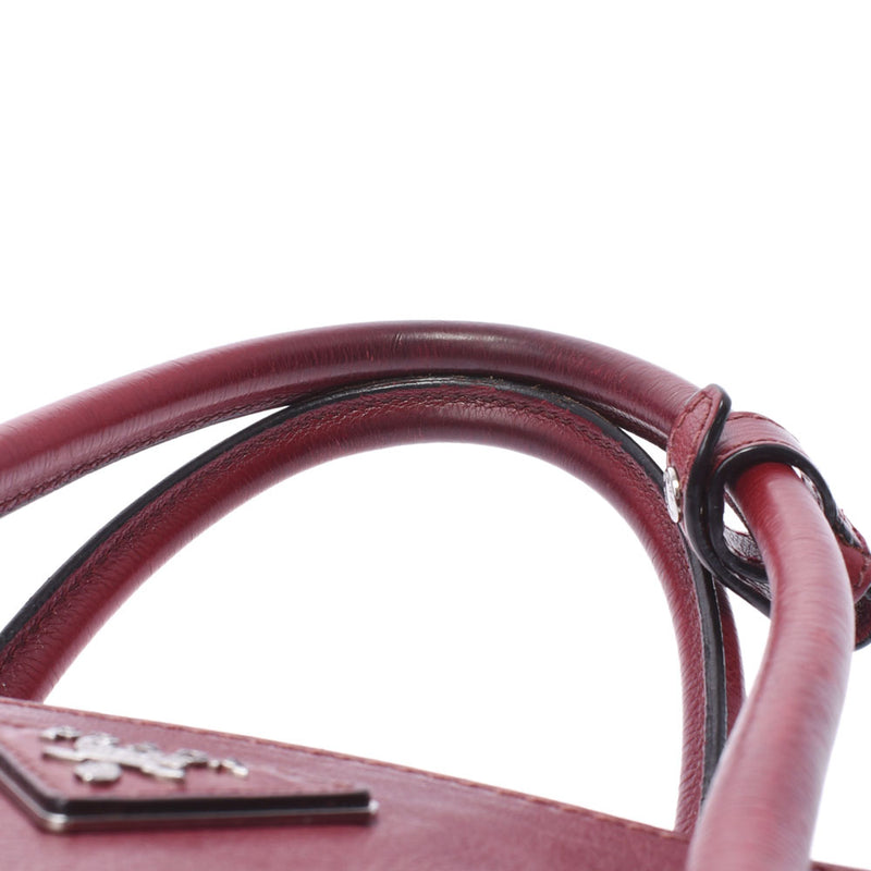 PRADA Prada 2way bag Dark Red Silver Bracket B2625M Ladies Curf Handbag B Rank Used Silgrin