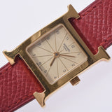 Hermes Hermes H Watch HH1.201 Women's GP / Leather Watch Quartz Ivory Dimeter AB Rank Used Silgrin