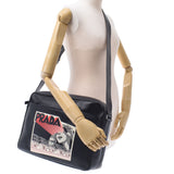 PRADA Prada Comic Black Unisex Leather Shoulder Bag AB Rank Used Silgrin