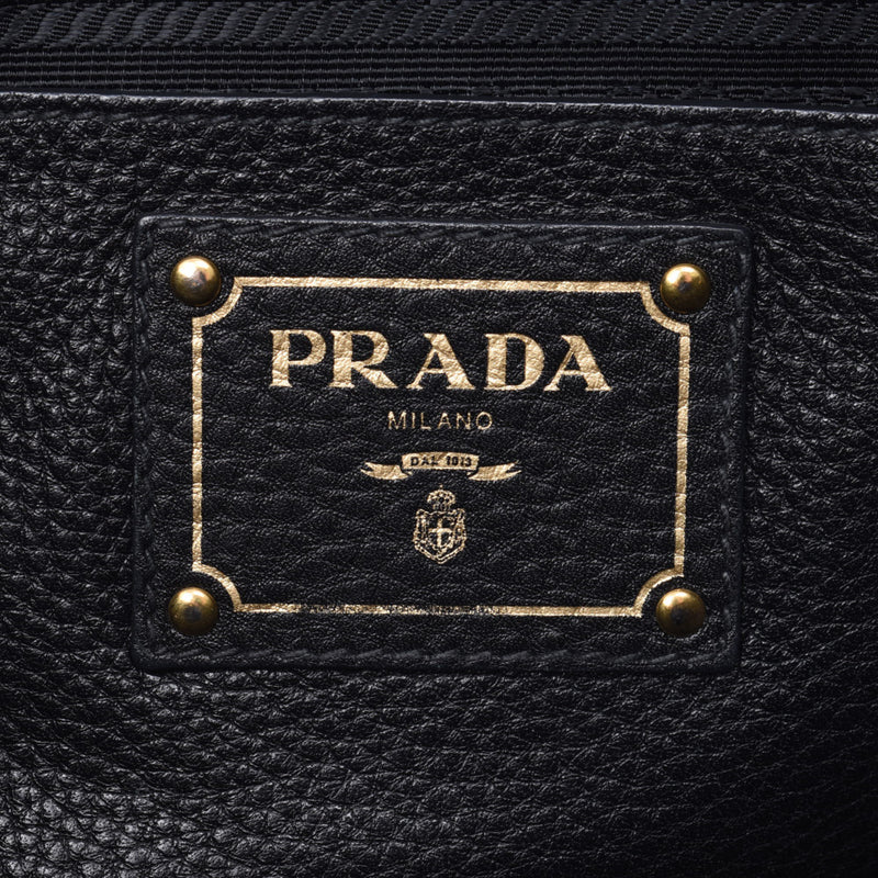 Prada Prada 2way袋黑色金支架女士皮革手袋B排名使用水池