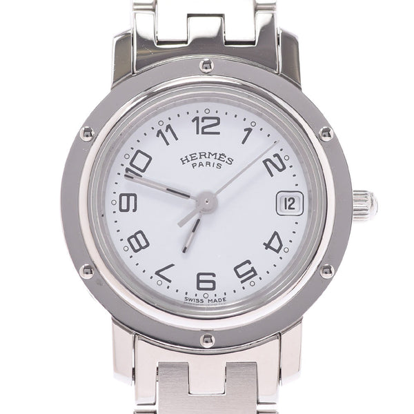 【Summer Selection Clock】 Hermes Hermes Clipper CL4.210 Women SS Watch Quartz White Flight A Rank Used Silgrin