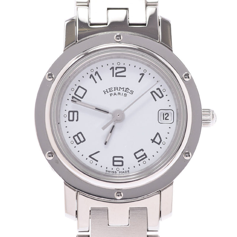 【Summer Selection Clock】 Hermes Hermes Clipper CL4.210 Women SS Watch Quartz White Flight A Rank Used Silgrin