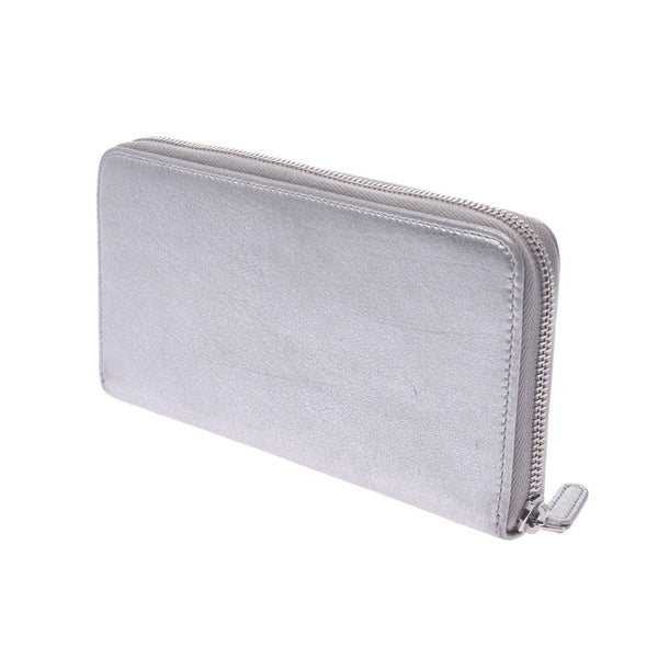 CHANEL Chanel Airline Round Fastener Silver Silver Fittings Ladies Lambskin Long Wallet AB Rank Used Silgrin