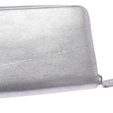 CHANEL Chanel Airline Round Fastener Silver Silver Fittings Ladies Lambskin Long Wallet AB Rank Used Silgrin