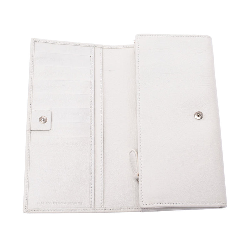 Balenciaga Valenciaga Giant Continental White Unisex Leather Long Wallet A-Rank Used Silgrin