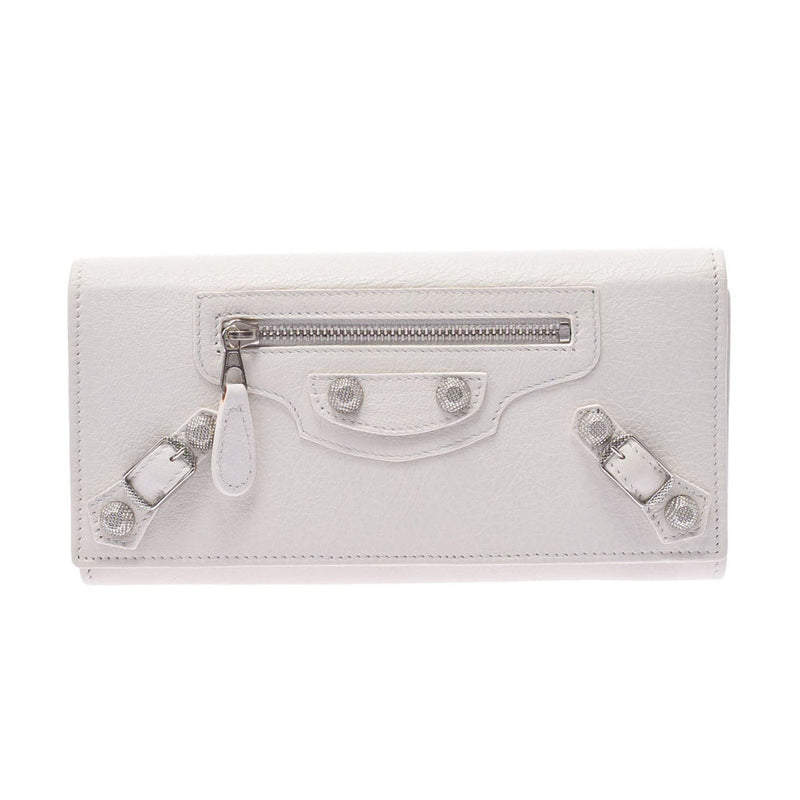 Balenciaga Valenciaga Giant Continental White Unisex Leather Long Wallet A-Rank Used Silgrin