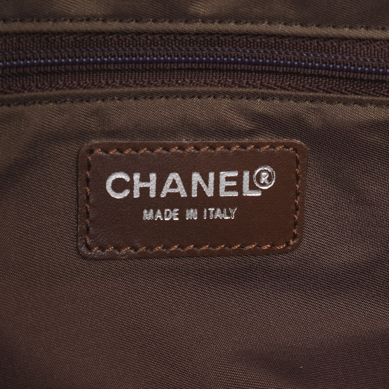 Chanel Chanel Nuto Label Line MiniboSton Khaki女装尼龙/皮革手提包AB排名二手水池