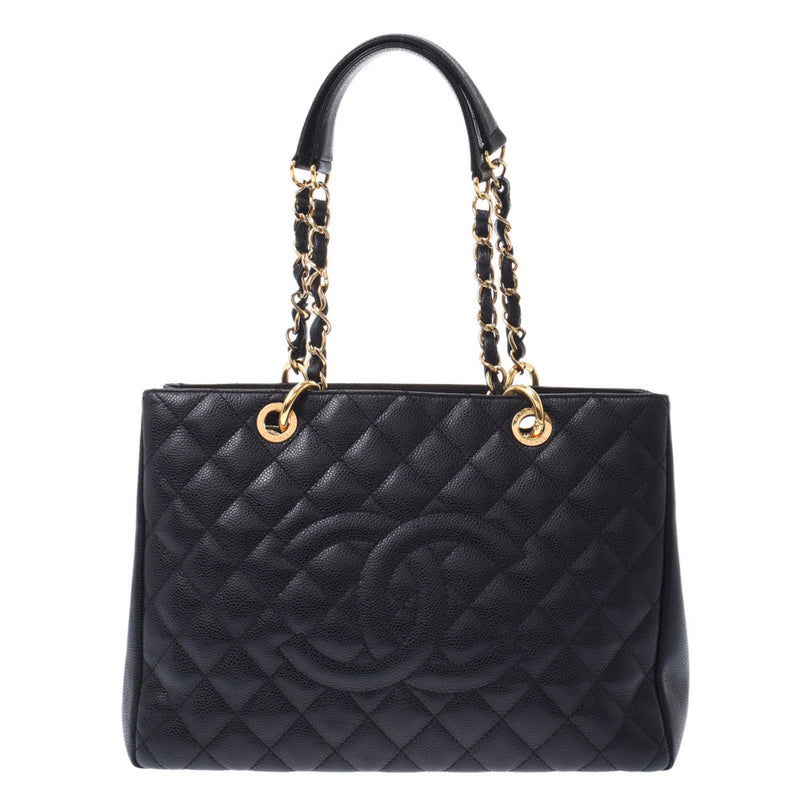 Chanel Chanel Matrasse GST Chain Tote Black Gold Bracket Ladies Caviar Skin Tote Bag B Rank Used Silgrin